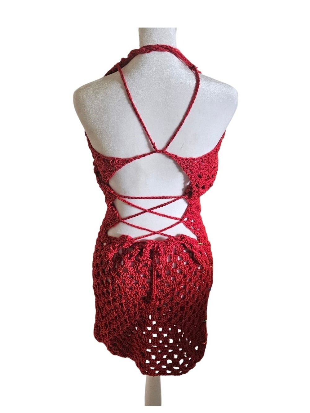 HANDCRAFTED GRANNYCORE DRESS WEARABLE ART - Picture 5 of 16